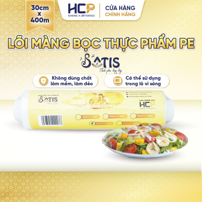 Lõi Màng Bọc Thực Phẩm PE SATIS 30cm x 400m Không Chứa Chất Phụ Gia Gây Hại Sức Khỏe Dùng Được Cho Lò Vi Sóng