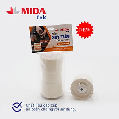 Bộ 2 Nắp xay tiêu MIDATEK cối xay ceramic Màu Kem cho hũ nhựa đường kính 45mm