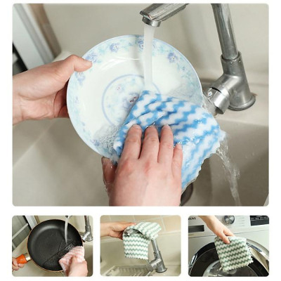 Khăn Bông Lau Bếp, Lau Chén Bát Hình Kẻ Sọc - Khăn Vệ Sinh 2 Mặt Siêu Thấm Hút Khăn Lau Đa Năng Nhà Bếp 22x22 cm Sọc Vằn - Giao Màu Ngẫu Nhiên