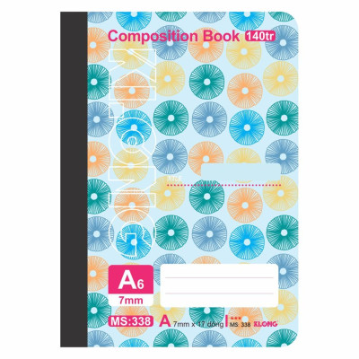 Sổ kẻ ngang may dán gáy Composition book KLONG A6 140 trang 58/92; MS: 338