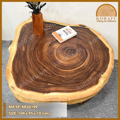 BÀN TRÒN TỰ NHIÊN KHOANH GỖ ME TÂY CHO PHÒNG KHÁCH HIỆN ĐẠI - KR20199