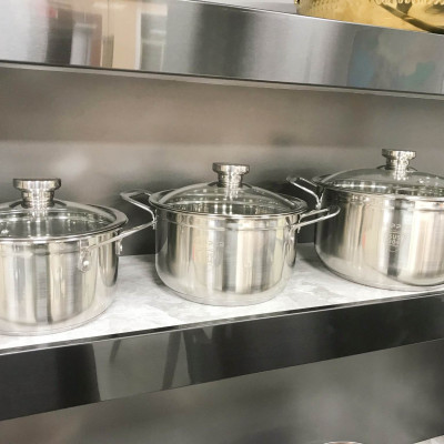 Bộ Nồi Inox 304 Cao Cấp 5 Đáy KOPPER - 3 Món Kích Thước 18 - 20 - 24 cm.