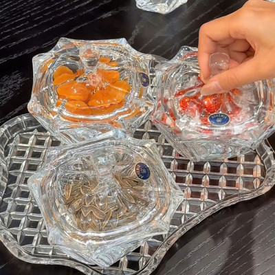 COMBO KHAY BOHEMIA DIAMOND + 3 THỐ MỨT CÓ NẮP BOHEMIA Hàng chính hãng