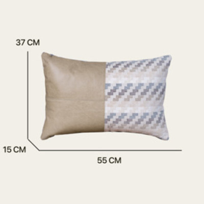 Gối sofa tựa lưng hình chữ nhật dài cao cấp, kết hợp da bò thật và vải DVC6003Z | REEKO