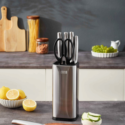 Bộ dao kéo 5 món Lebenlang LBL1956 gồm 4 dao và kéo, chất liệu thép không gỉ, tay cầm chống trơn trượt - hàng chính hãng