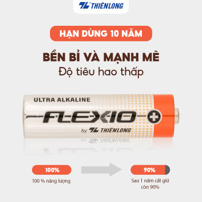 Vỉ 4 Pin Alkaline AA Thiên Long Flexio
