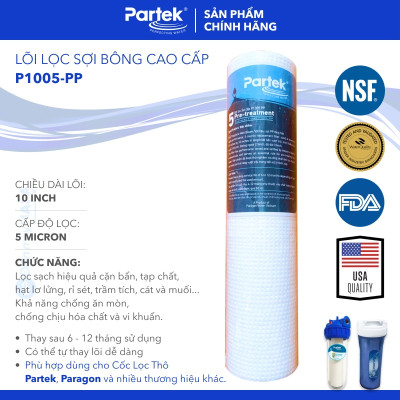 Lõi Lọc PARTEK - PARAGON Full Models 10 inch 20 inch P1005-PP PCA102 CATION GAC CTO Carbon P1012-PRS Sợi Cuốn Sợi Quấn - Hàng Chính Hãng