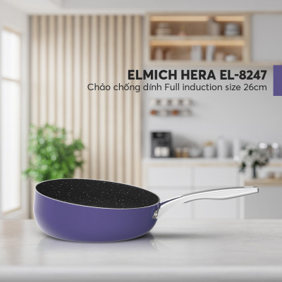 Chảo chống dính Full induction Elmich Hera EL8248 đương kính 28cm miệng chống văng dầu - Hàng chính hãng