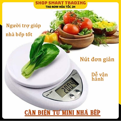 Cân điện tử mini nhà bếp, cân thực phẩm nguyên liệu làm bánh, trà sữa tặng kèm móc treo siêu dính 10kg