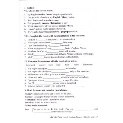 Bài Tập Tiếng Anh Lớp 7 - Chân trời sáng tạo (Không đáp án)