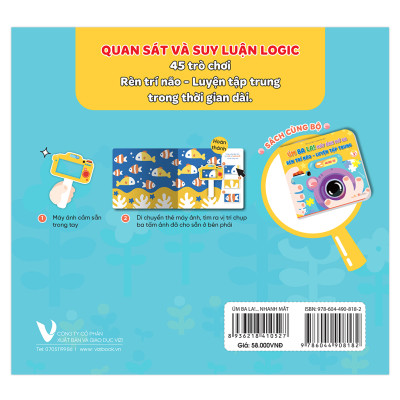 Sách - Úm Ba La! Máy ảnh mở ra! RÈN TRÍ NÃO - LUYỆN TẠP TRUNG - Nhanh mắt, nhanh trí - Sách tương tác - Dành cho trẻ 3+