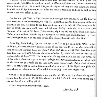 Tuyển Tập OLYMPIC Toán Học Tại Các Nước Châu Á Thái Bình Dương (Tái Bản)