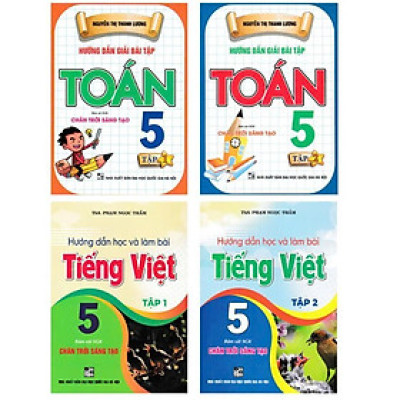 Sách - Hướng Dẫn Giải Bài Tập Toán 5 + Hướng Dẫn Học Và Làm Bài Tiếng Việt 5 - Chân Trời Sáng Tạo - Combo 4 Cuốn - Hồng Ân
