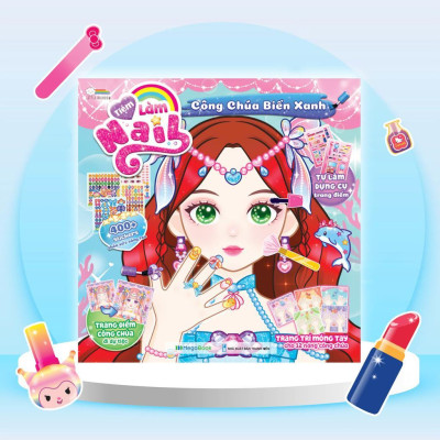 Sách - Tiệm Làm Nail - Công Chúa Biển Xanh - 400+ Stickers Dễ Thương -  Bóc Dán Sticker Cho Bé Gái - Megabook