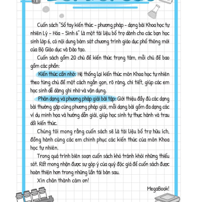Sổ Tay Kiến Thức - Phương Pháp - Dạng Bài Khoa Học Tự Nhiên Lý - Hóa - Sinh - MEGA