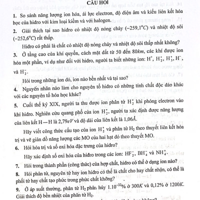 Bài tập Hoá học vô cơ, Quyển III, Hoá học các nguyên tố - A. Nguyên tố tiêu biểu, B. Kim loại chuyển tiếp