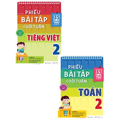 Combo Phiếu Bài Tập Cuối Tuần Toán + Tiếng Việt Lớp 2 (35 Tuần Học) (Bộ 2 Cuốn) (MEGA)