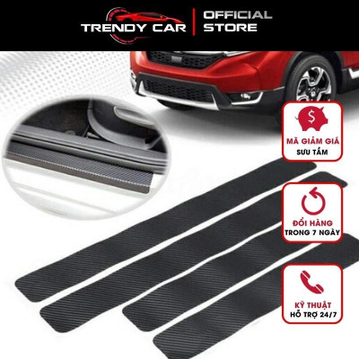 Bộ 4 Miếng Decal da Dán Chống Trầy Nẹp Cửa Xe Hơi cấu tạo Sợi Carbon Miếng Dán Cửa Xe Hơi Bằng Sợi Carbon Chống Trầy