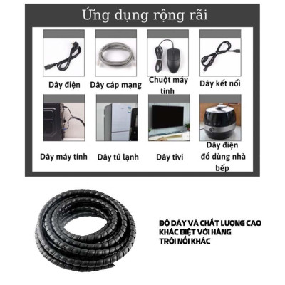 Dây xoắn ruột gà, dây bọc điện phi 6/8/10/12/16/20mm Cáp Ống PE Bảo Vệ Sắp Xếp Cáp Ống Thủy Lực Cuộn chống Xoắn Ốc