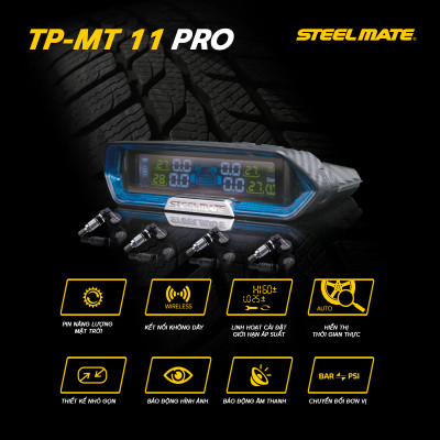 Cảm biến áp suất lốp năng lượng mặt trời TP-MT11 PRO STEELMATE
