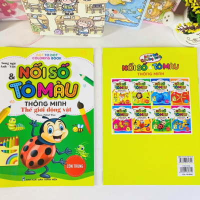 Sách - Combo 8 Cuốn: Nối số & Tô màu thông minh thế giới động vật - Song ngữ Việt Anh - ndbooks
