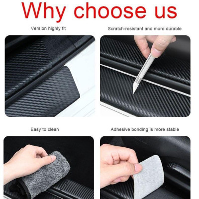 Bộ 4 Miếng Decal da Dán Chống Trầy Nẹp Cửa Xe Hơi cấu tạo Sợi Carbon Miếng Dán Cửa Xe Hơi Bằng Sợi Carbon Chống Trầy