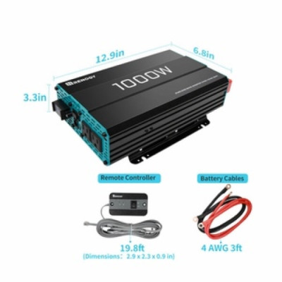 Bộ Đổi Điện Sóng Sin Chuẩn, Bộ Kích Điện INVERTER 12V công suất 1000W thương hiệu RENOGY của MỸ sử dụng trên RV, motorhome và pickup