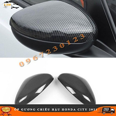 Bộ 2 Ốp Gương Chiếu Hậu cho  HONDA CITY 2021 Cacbon Và Mạ Crom Chuẩn Phom Xe
