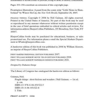 Fragile Things: Short Fictions And Wonders