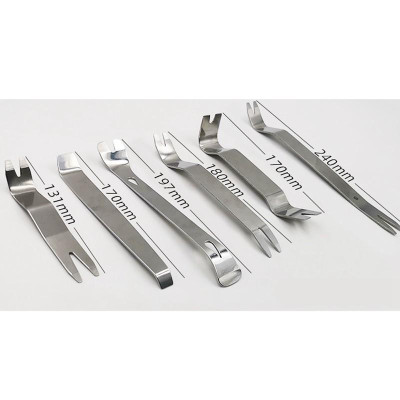 Set 6 công cụ bằng kim loại tháo gỡ đồ nội thất ô tô, táp lô, tháo cần số, tháo vô lăng xe hơi xịn