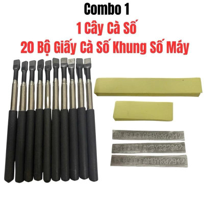 COMBO 1 Dụng Cụ Cà Số & 20 Bộ Giấy Cà Số Khung Số Máy Cắt Sẵn