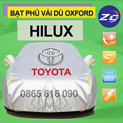 Bạt trùm xe ô tô bán tải TOYOTA HILUX vải dù oxford cao cấp, áo bạt phủ trùm che kín che nắng,mưa oto xe hơi 4 chỗ