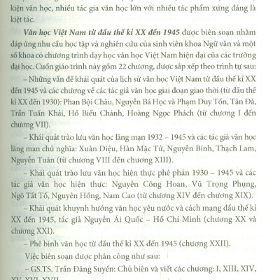 Văn Học Việt Nam Từ Đầu Thế Kỉ XX Đến 1945 (In lần thứ tám, có chỉnh lí, bổ sung) - Trần Đăng Suyền, Lê Quang Hưng (Đồng chủ biên)