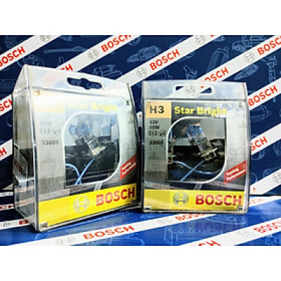 Bóng Đèn Tăng Sáng Bosch H3 12V 55W Star Bright 3300K (Hộp 2 bóng)