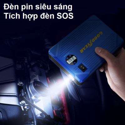 Bộ kích bình ắc quy kiêm bơm lốp và sạc dự phòng Goodyear GY-5282 dung lượng 10400mAh - Hàng Chính Hãng