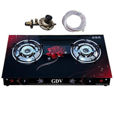 Combo Bếp Gas Đôi Dương Kính GDV Kèm Van Dây - Màu Ngẫu Nhiên - Hàng Chính Hãng