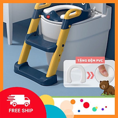 Thang bô vệ sinh FTAKY có nắp thu nhỏ bồn cầu gấp gọn tiện lợi dùng cho bé trai và bé gái có sẵn tay vịn đi kèm