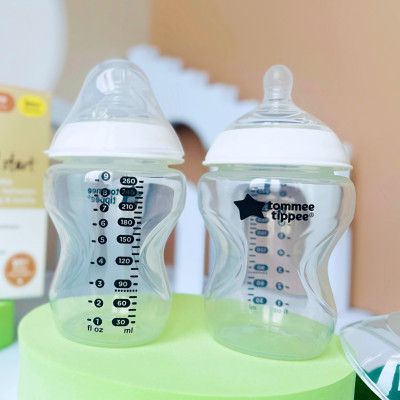 Bình Sữa Ty Siêu Mềm Tự Nhiên Tommee Tippee Natural Start 260ml, Núm Ty Của Bình 3-6 Tháng (Bình Đôi)