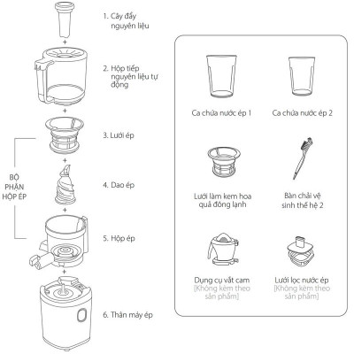 Máy ép chậm 2 trong 1 hiệu Kuvings Series Hands - Free KHS-660SB [AUTO 6] - Hàng chính hãng