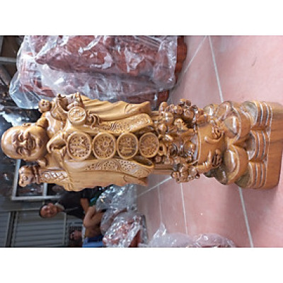 Tượng phật di lặc chúc phúc bằng gỗ bách xanh kt cao 40×12×15cm