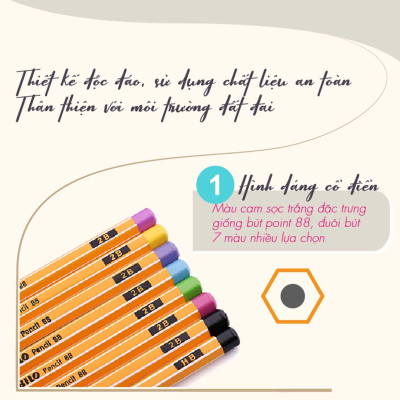 Hộp bút chì gỗ STABILO 2B thân sọc trắng - Hộp 12 bút thân sọc cam trắng đuôi đen (PC88/12-2B)