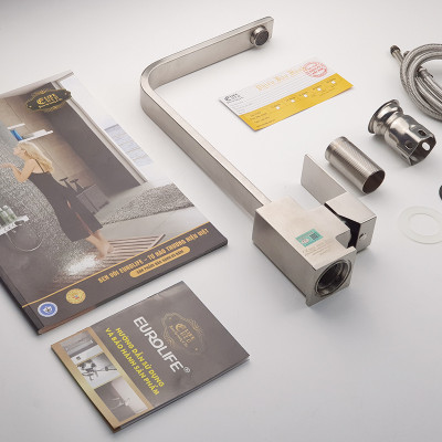 Vòi rửa chén nóng lạnh Inox SUS 304 nguyên khối Eurolife EL-T002-1 (Trắng vàng)