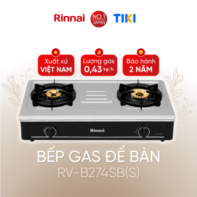 Bếp gas dương Rinnai RV-B274SB(S) mặt bếp inox và kiềng bếp men - Hàng chính hãng.