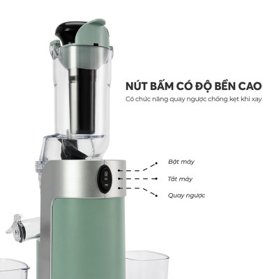 Máy ép chậm Elmich JEE-8723, công suất 250W, hạn chế tách nước, giữ trọn dưỡng chất, gọn nhẹ, tháo lắp dễ dàng, kết hợp với lưới lọc lắp ráp liền với trục vít, dễ dàng vệ sinh - Hàng chính hãng