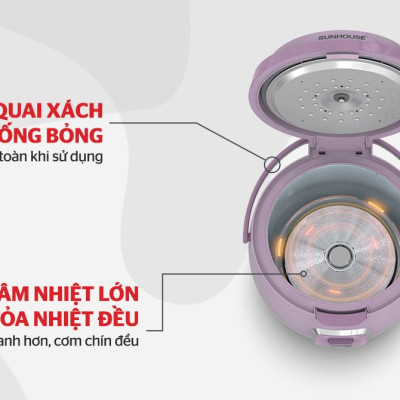Nồi Cơm Điện 1.8L Sunhouse SHD8663 - Màu Ngẫu Nhiên - Hàng Chính Hãng