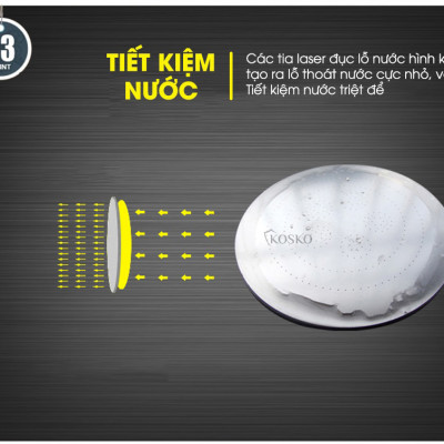 Vòi sen tăng áp Kosko không dùng điện, nhôm nguyên khối, công nghệ tia nước nano mềm dịu làn da