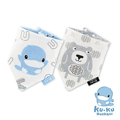 YẾM VẢI TAM GIÁC CHO BÉ CÓ NÚT BẤM GIỮ TY GIẢ/ NGẬM NƯỚU KU2248 - SET 2 CÁI (MÀU XANH)