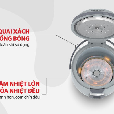Nồi Cơm Điện 1.8L Sunhouse SHD8663 - Màu Ngẫu Nhiên - Hàng Chính Hãng