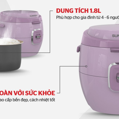 Nồi Cơm Điện 1.8L Sunhouse SHD8663 - Màu Ngẫu Nhiên - Hàng Chính Hãng
