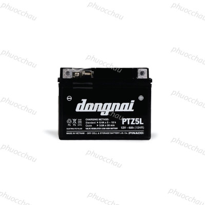 Ắc quy Đồng Nai PTZ5L 12V-4Ah Wave RS Rsx Rsv S, Nouvo456, Airblade110, Hayate X-Bike SKY Exciter Luvias Cub